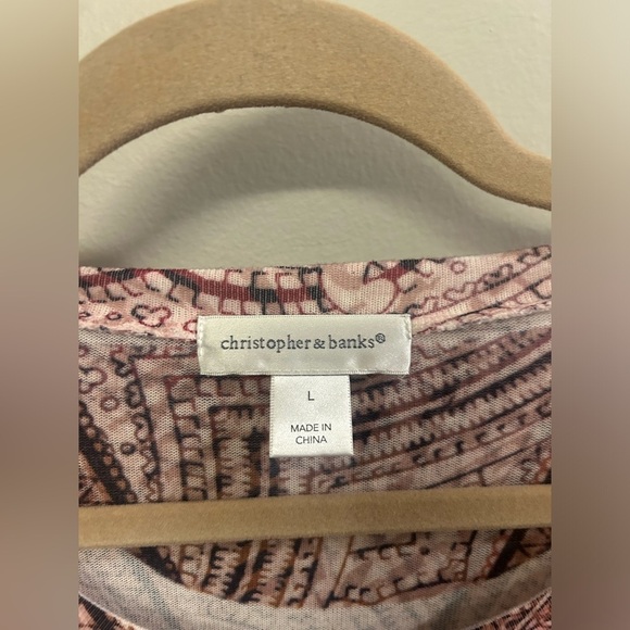 Christopher & Banks Y2K Pattern Blouse Top Women’s Large Rhinestones Artsy - Picture 3 of 9